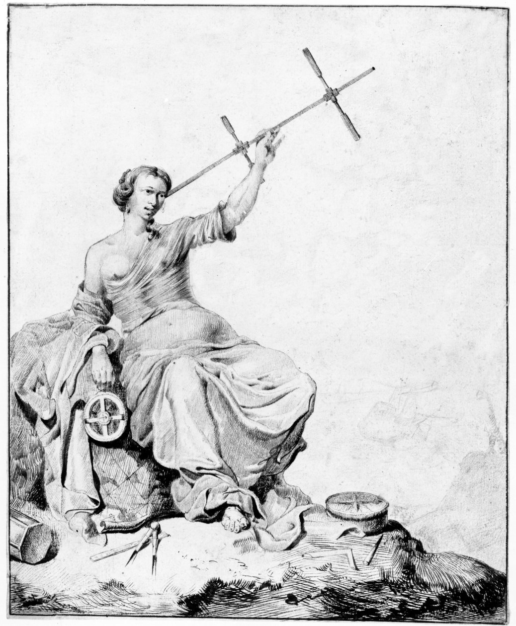 Navegação, c.1670-90 (caneta e tinta e grafite sobre papel) de Vincent Laurensz van der Vinne