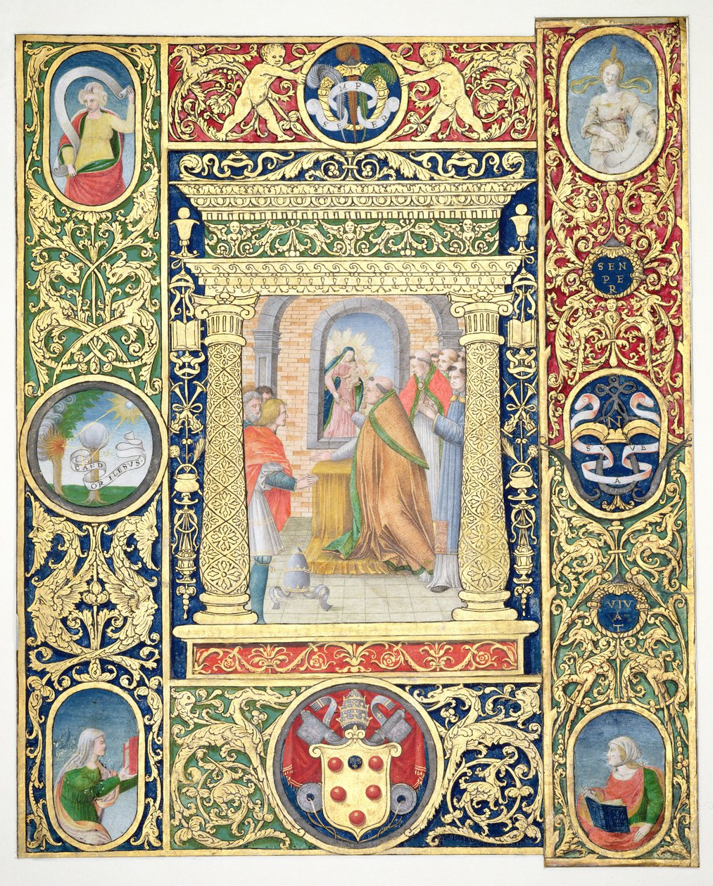 Marlay Cutting IT.35r A visão do Papa Leão Magno e fragmentos de fronteira de um missal do papa Clemente VII, depois de 1523 (pergaminho) de Vincent Raymond