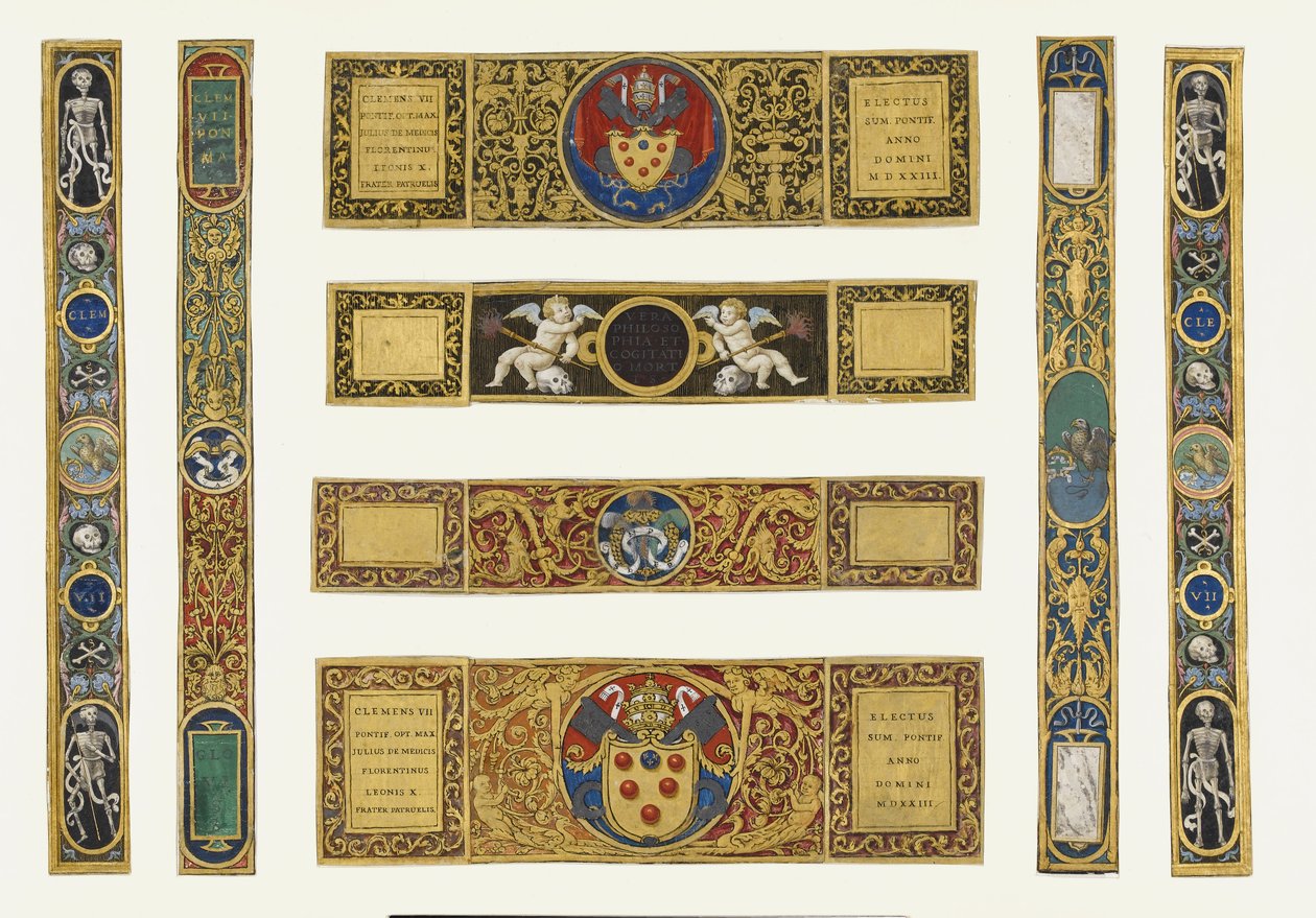 Marlay Cutting Italian 33: Oito faixas de fronteira tiradas de um missal do papa Clemente VII, depois de 1523 (pergaminho) de Vincent Raymond