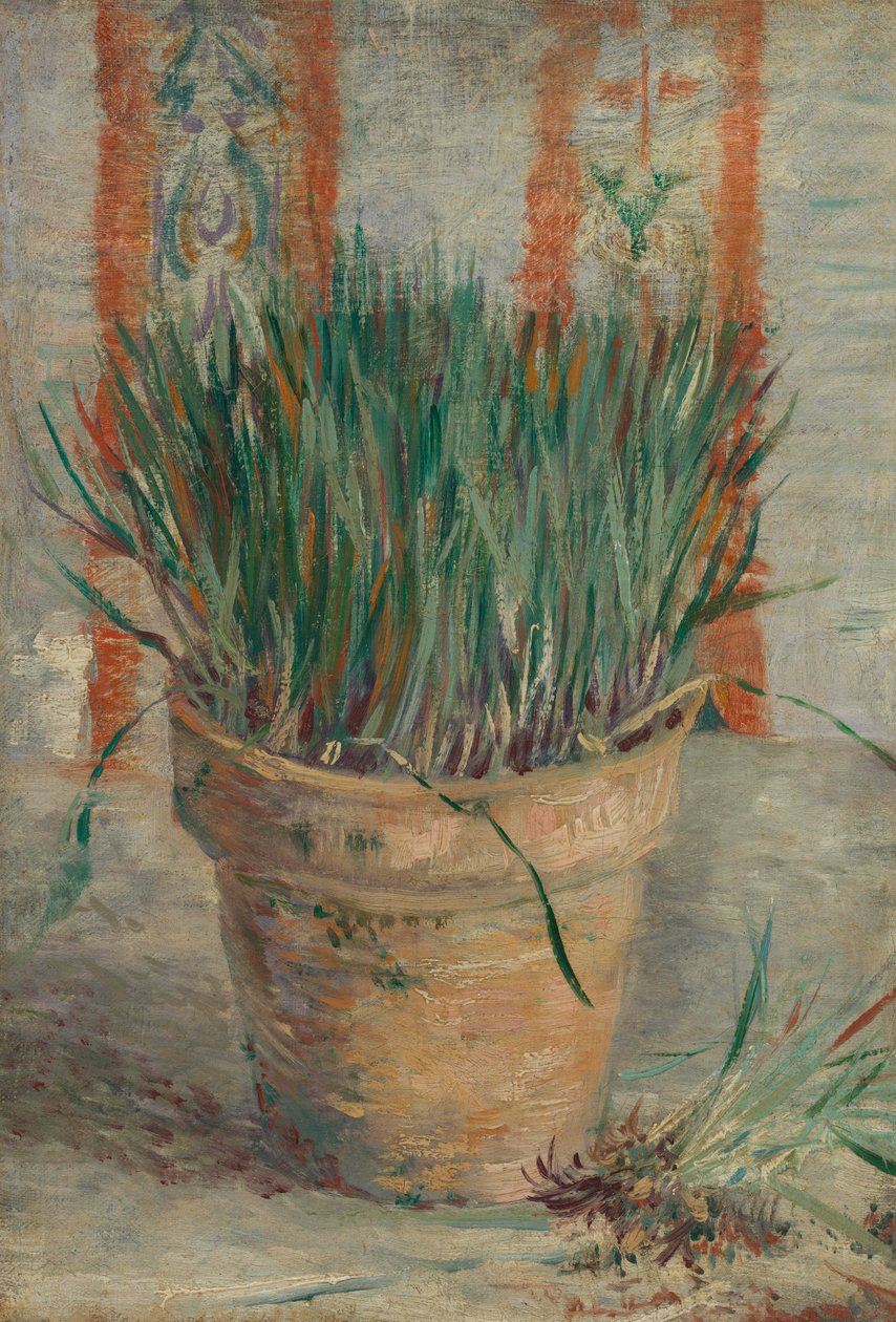 Vaso de flores com cebolinha alho de Vincent van Gogh