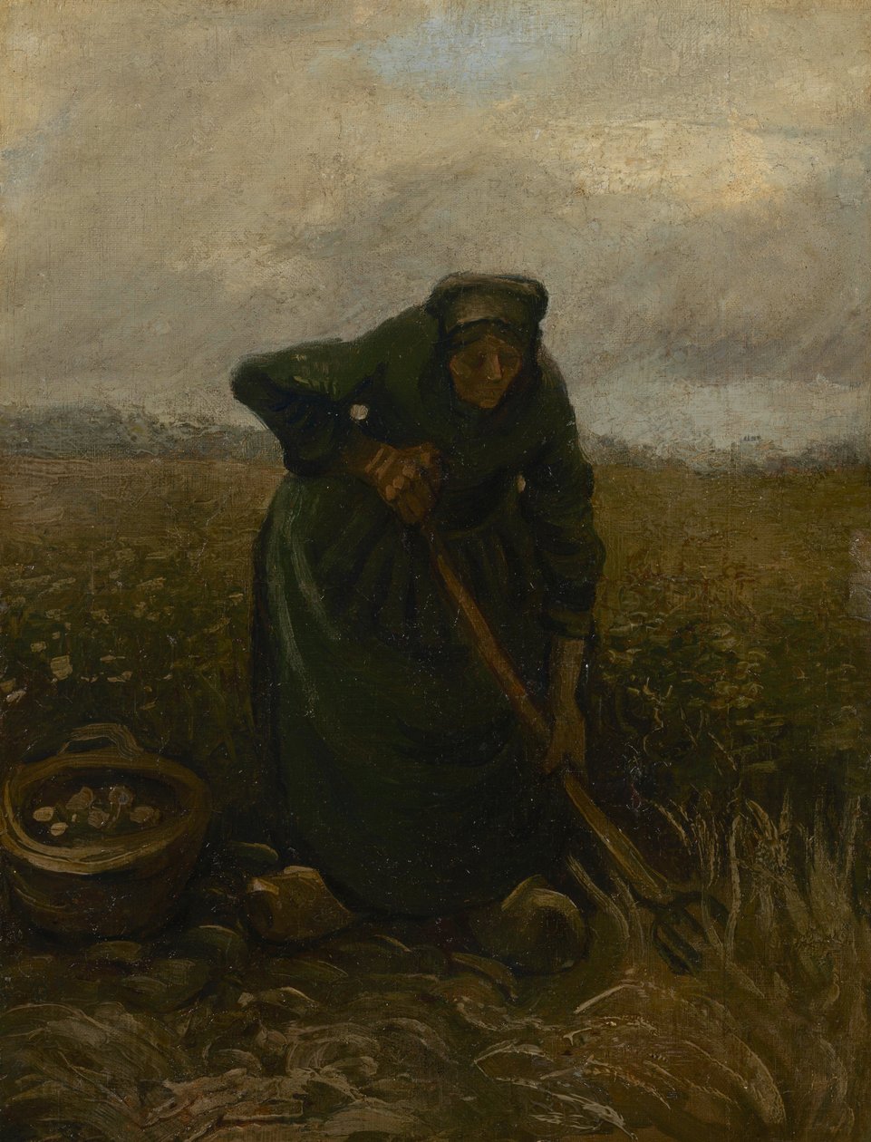 Mulher, levantamento, batatas de Vincent van Gogh