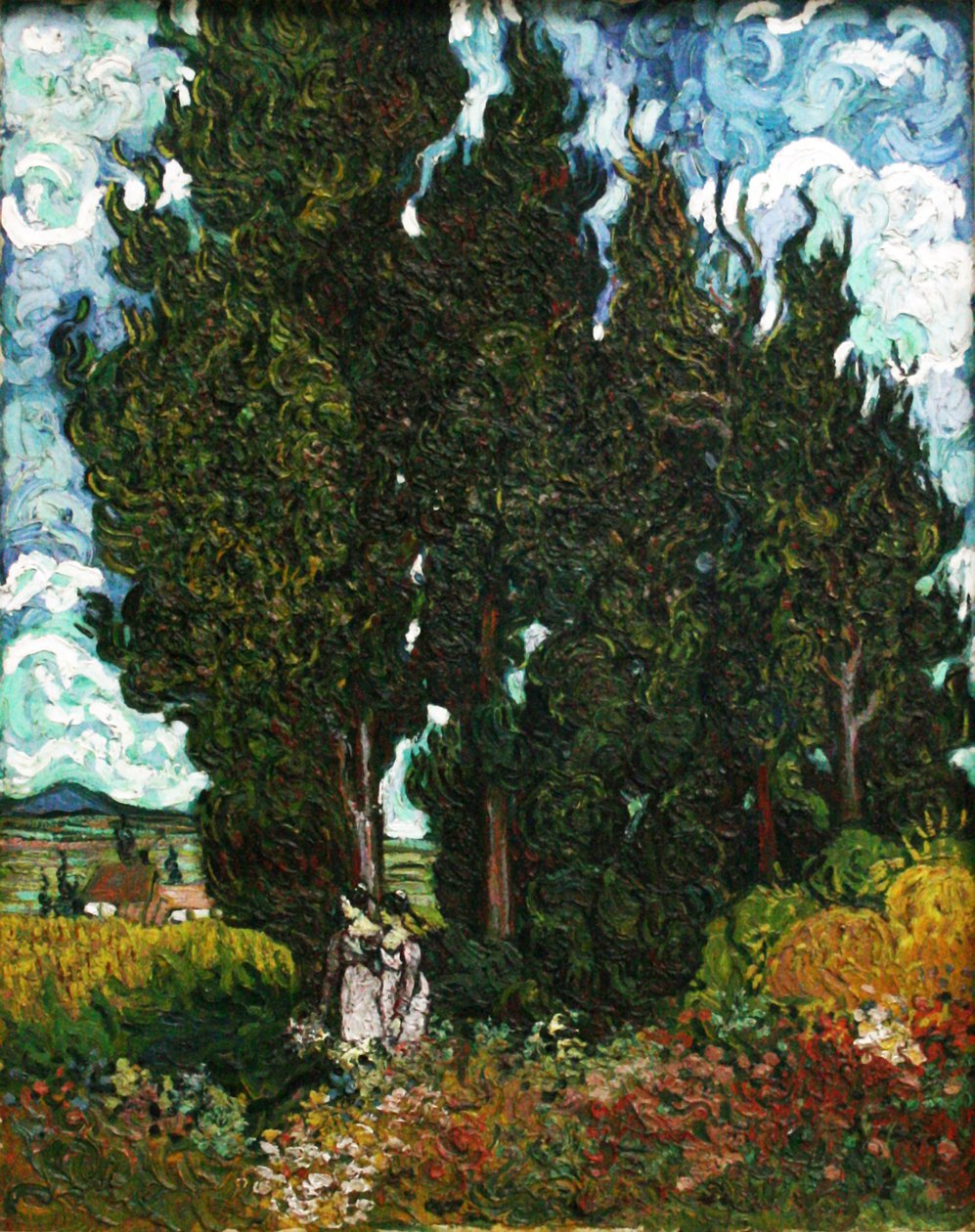 Ciprestes com duas figuras de Vincent van Gogh