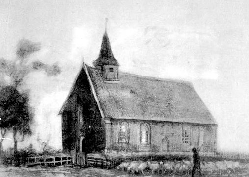 Igreja de Zweeloo delineada por van Gogh de Vincent van Gogh