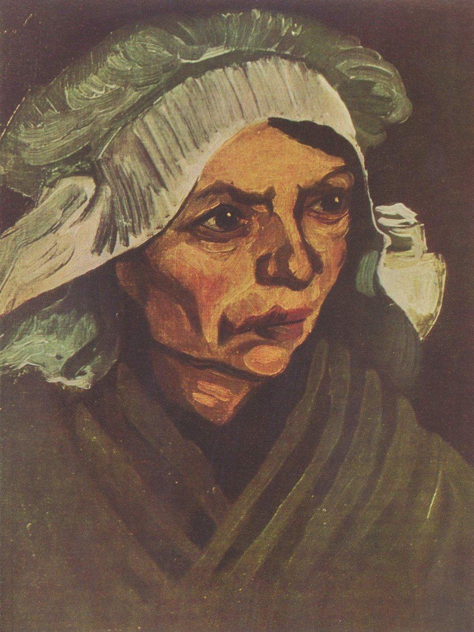 Retrato, de, um, camponês, mulher, com, branca, capuz de Vincent van Gogh