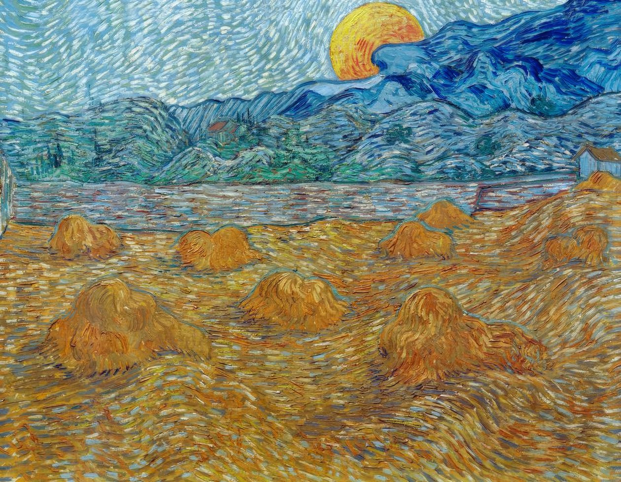 Noite paisagem ao nascer da lua de Vincent van Gogh