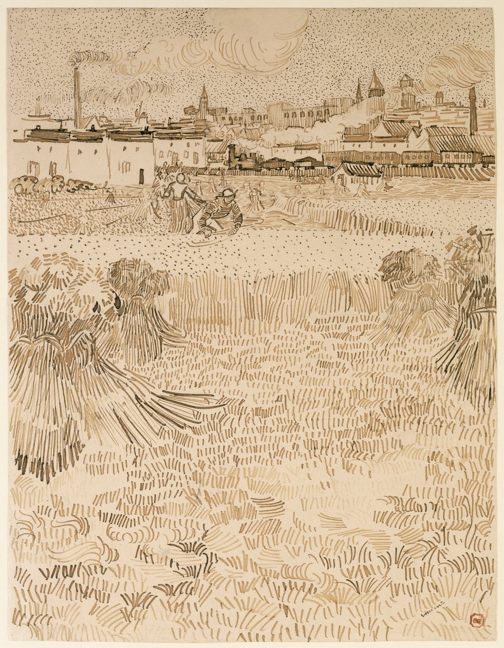 Arles. Vista dos campos de trigo de Vincent van Gogh