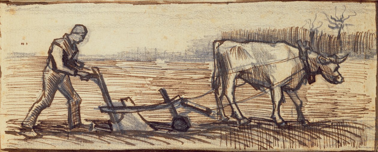 At the Plough, de uma série de quatro desenhos representando as quatro estações (lápis, caneta e tinta marrom no papel) (ver também 61643-5-6) de Vincent van Gogh
