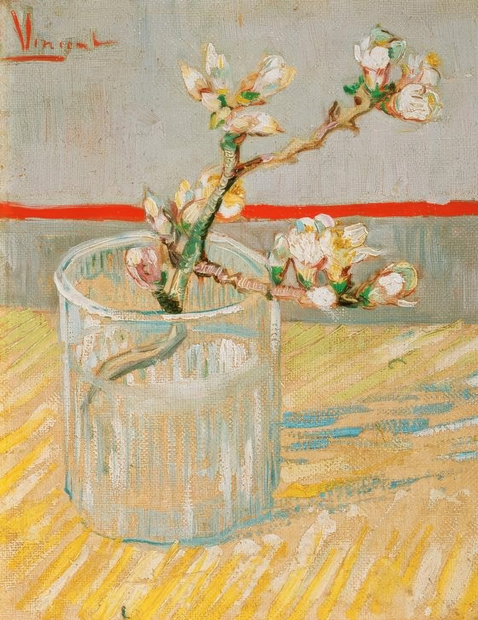 Galho de árvore de amendoeira em um copo de Vincent van Gogh