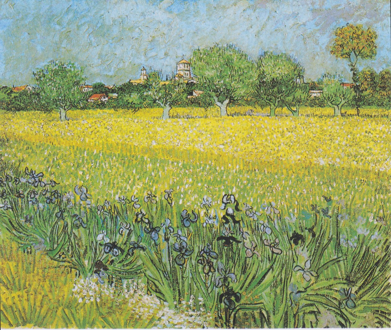 Vista, de, arles, com, íris, em, a, primeiro plano de Vincent van Gogh