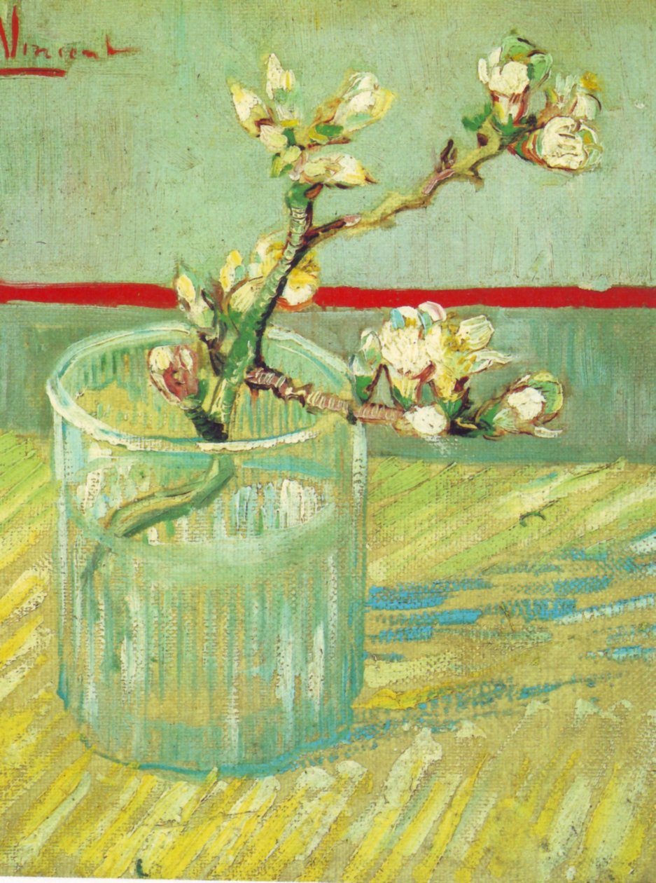 Ramo de amêndoa em flor num copo de Vincent van Gogh