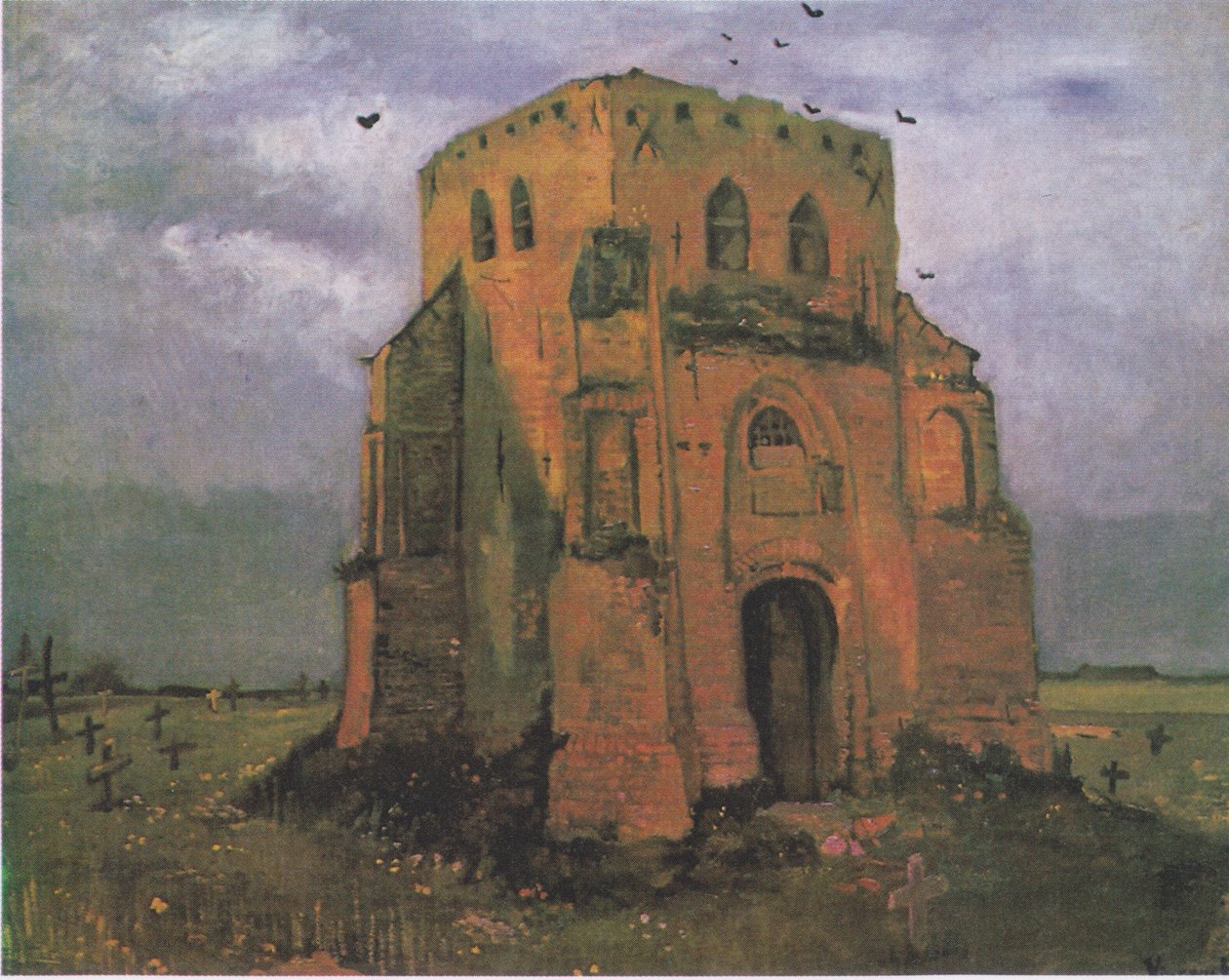 A, antigas, cemitério, torre, em, nuenen3 de Vincent van Gogh