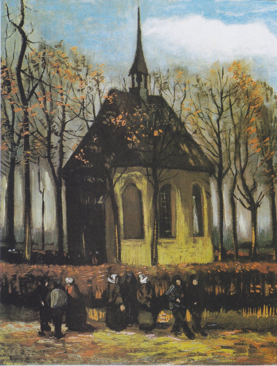 A igreja de Nuenen com fiéis de Vincent van Gogh