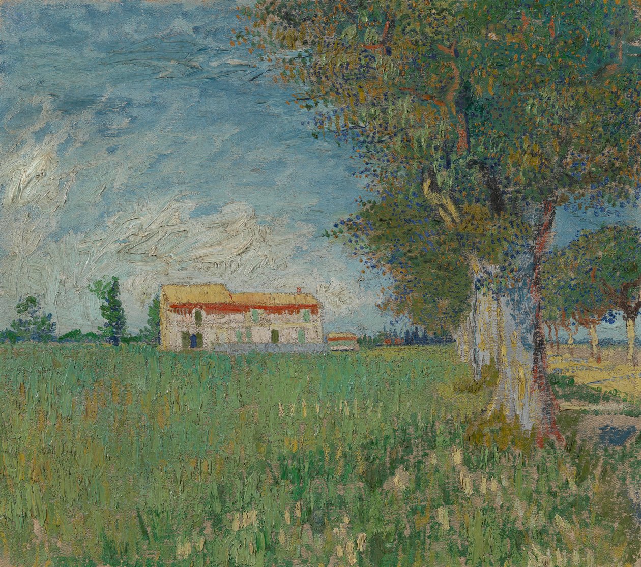 Farmhouse em um campo de trigo de Vincent van Gogh