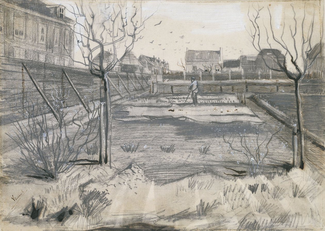Viveiro de flores no Schenkweg em Haia, 1882 de Vincent van Gogh