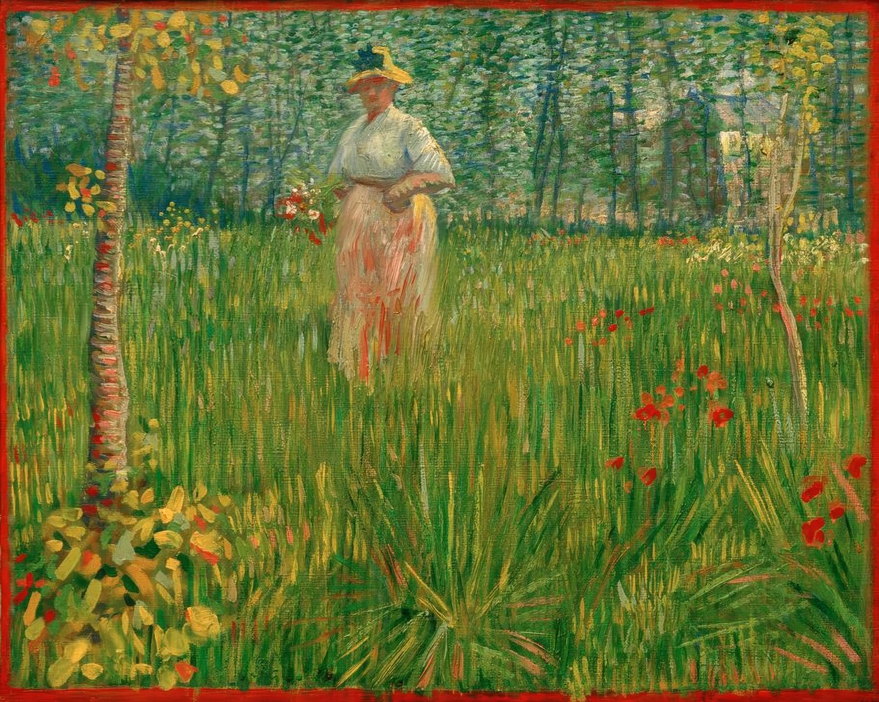 Mulher em um jardim de Vincent van Gogh