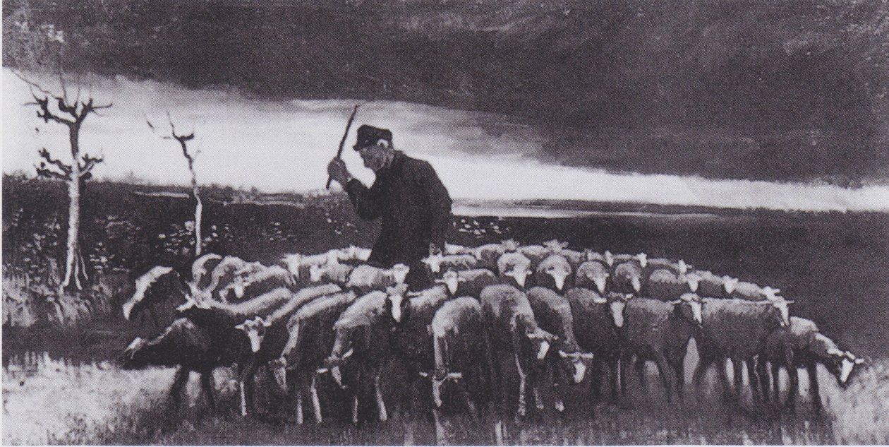 Pastor com rebanho de ovelhas (depois da tempestade) de Vincent van Gogh