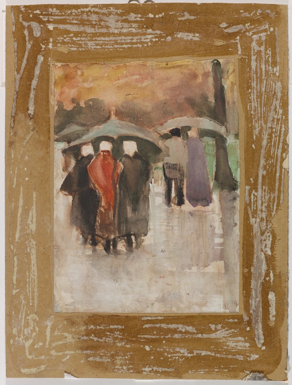Na chuva, 1882 (wc aumentado com branco em pergaminho) de Vincent van Gogh