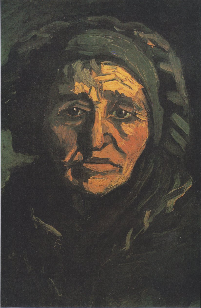 Chefe da esposa de um fazendeiro com capuz esverdeado de Vincent van Gogh