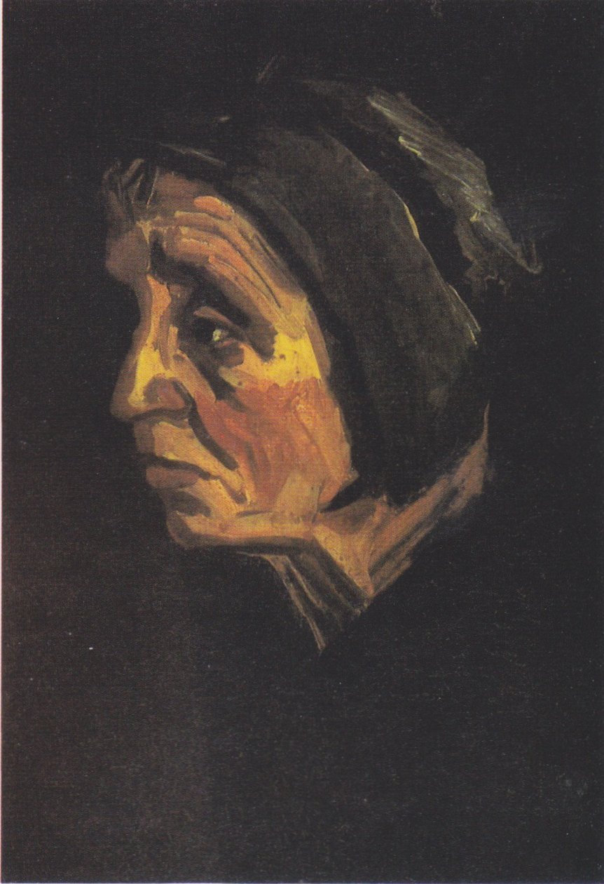 Chefe da esposa de um velho fazendeiro com um capuz escuro de Vincent van Gogh