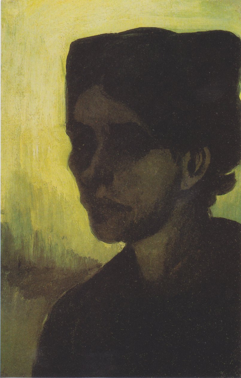 Chefe da esposa de um jovem agricultor com um capuz escuro de Vincent van Gogh