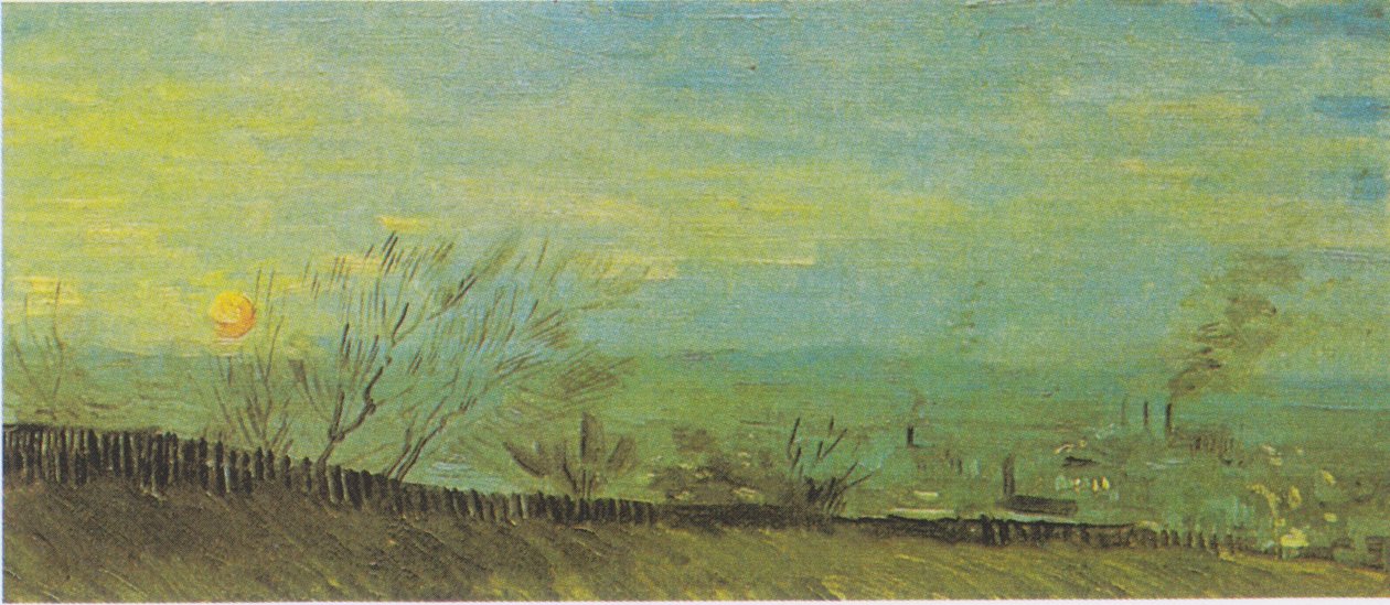 Paisagem com fábricas ao luar de Vincent van Gogh
