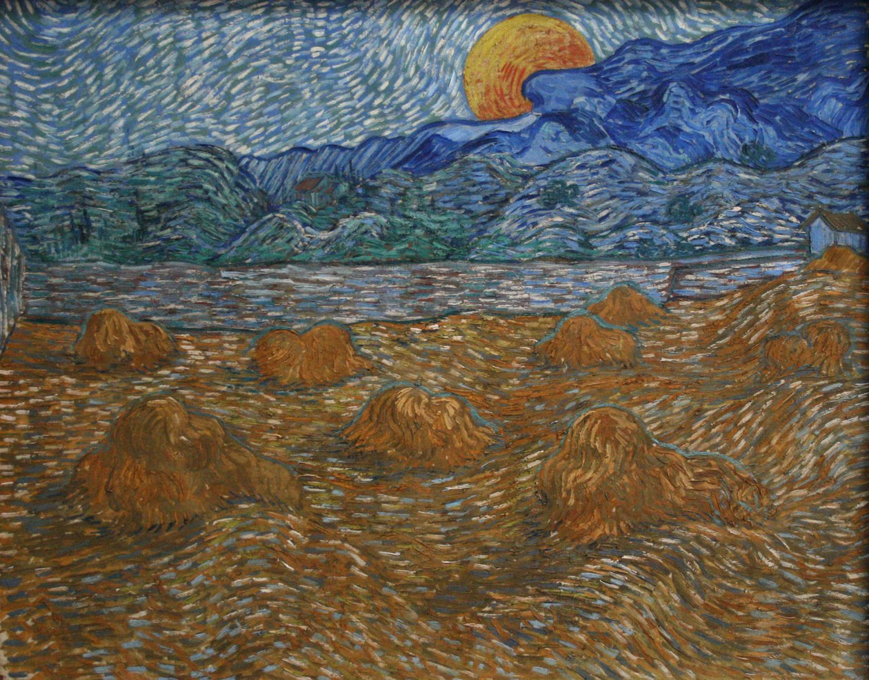 Paisagem, com, grão, cascos, e, lua ascendente de Vincent van Gogh