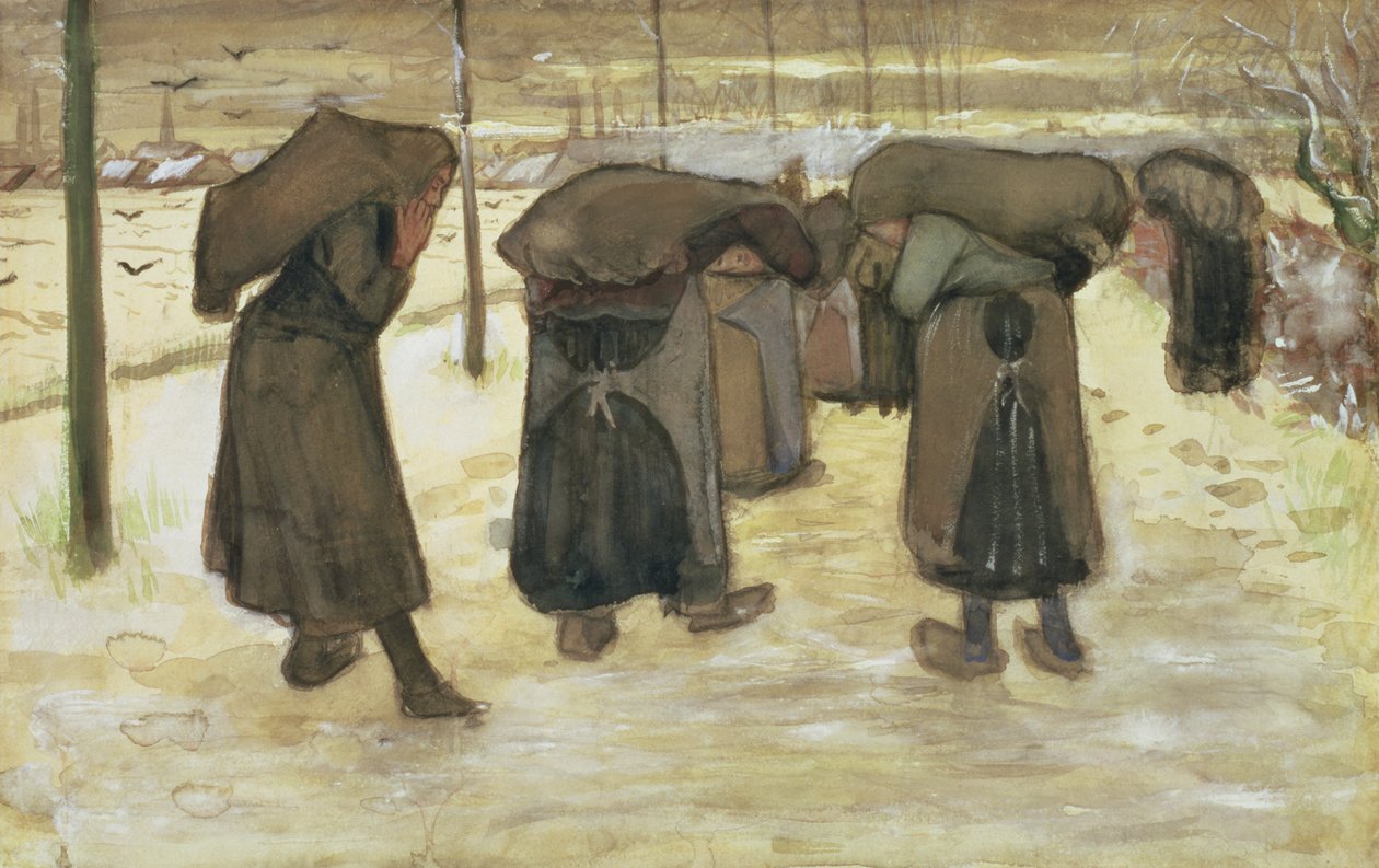 Esposas dos mineiros carregando sacos de carvão, 1882 de Vincent van Gogh