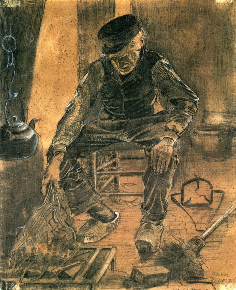 Velho no Fireside de Vincent van Gogh