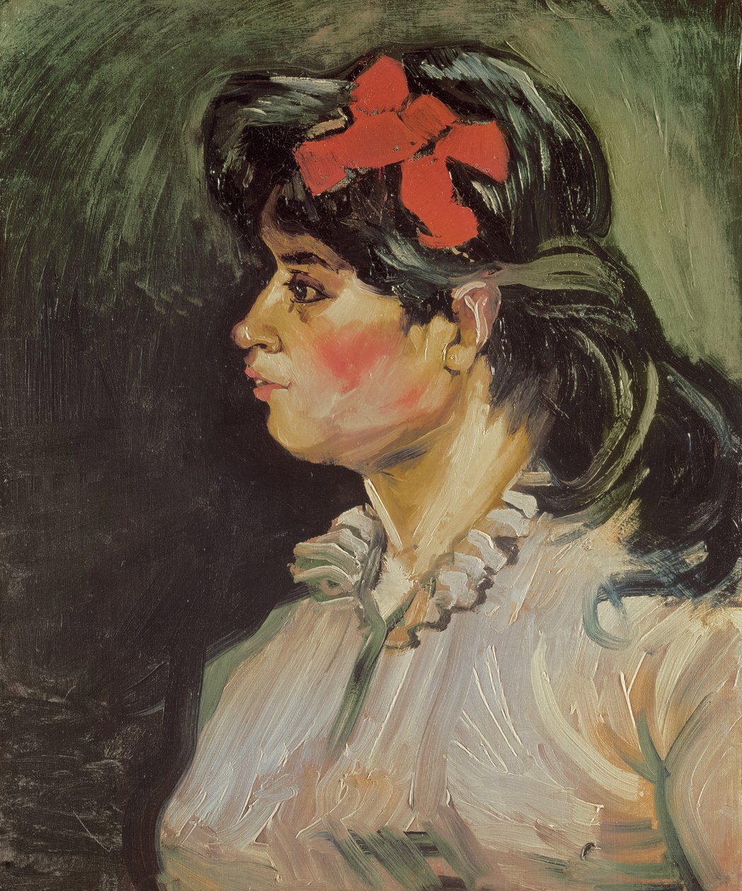 Retrato de uma mulher com uma fita vermelha, 1885 de Vincent van Gogh