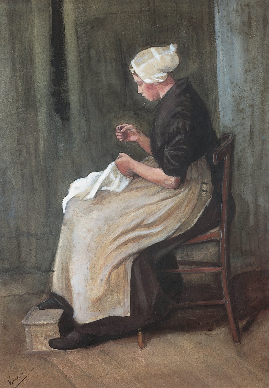 Sewing da mulher de Scheveningen de Vincent van Gogh