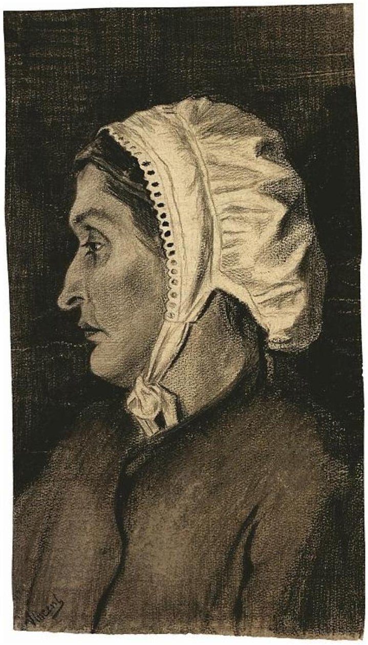 Sien em um gorro branco de Vincent van Gogh