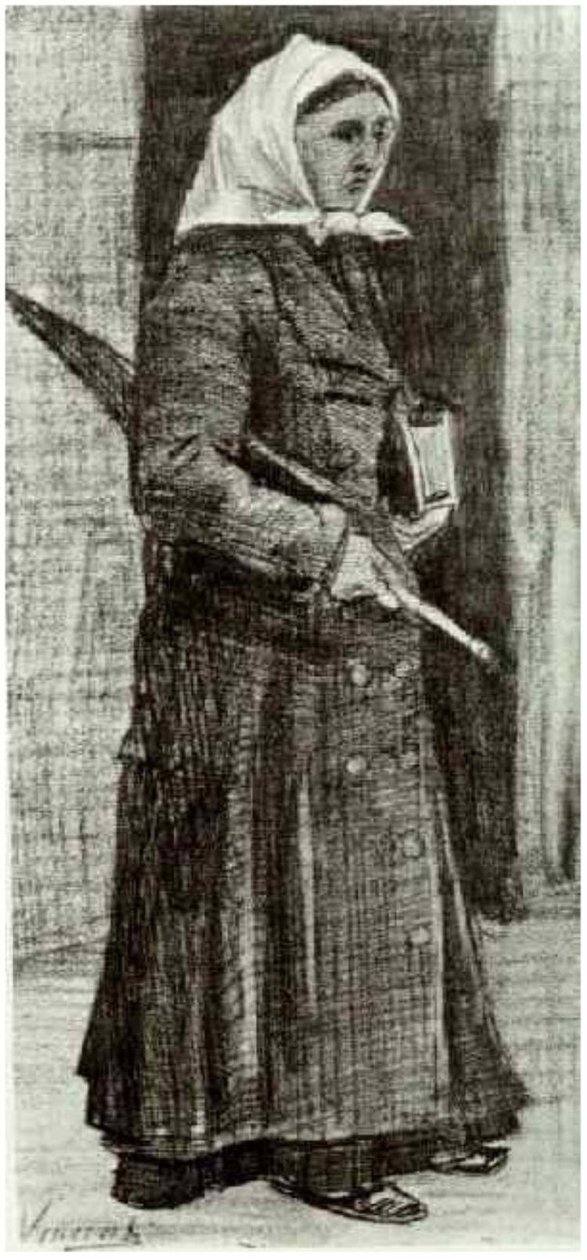 Sien com guarda-chuva e livro de oração de Vincent van Gogh