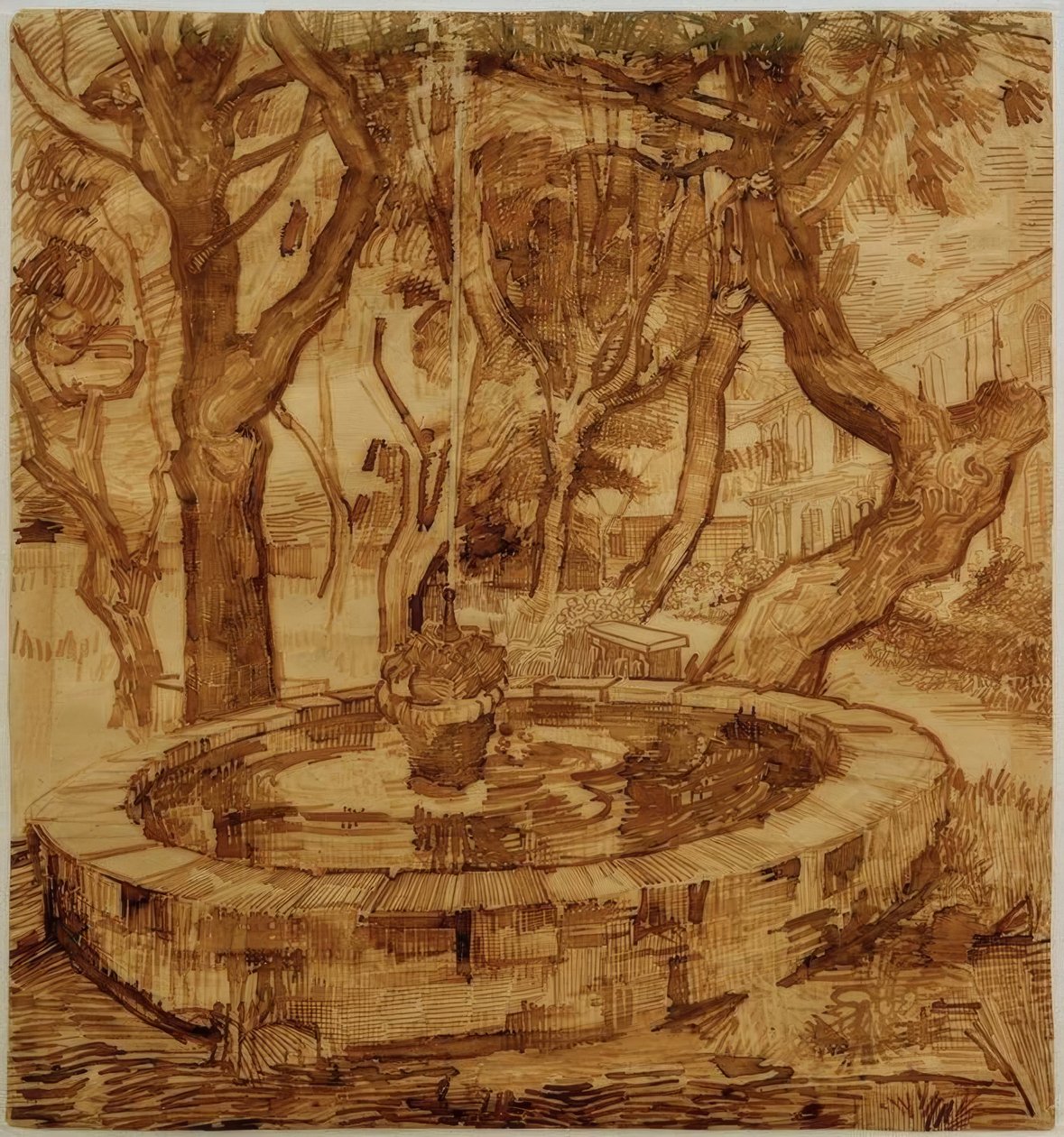 Fontes no jardim do sanatório de Vincent van Gogh