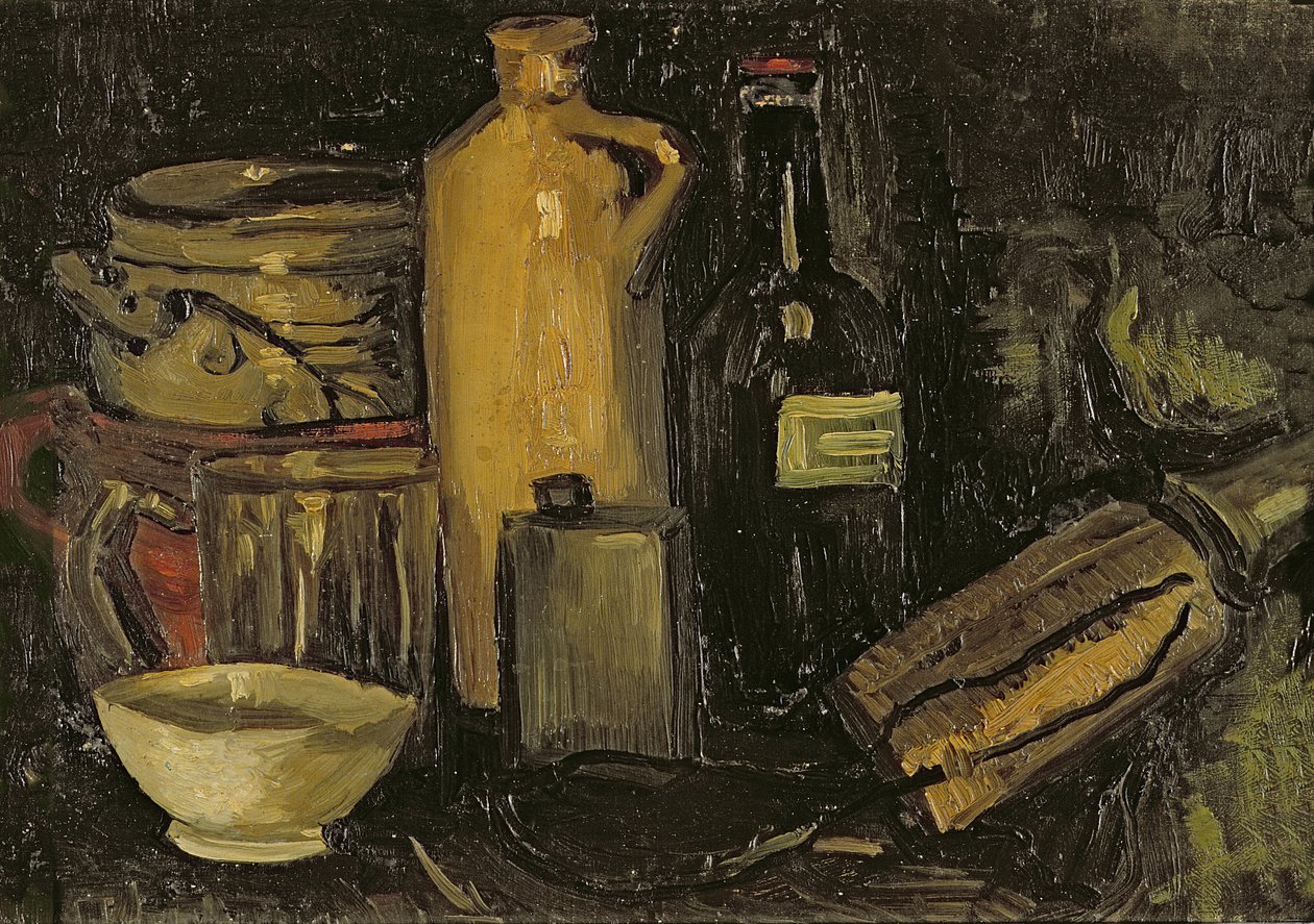 Ainda vida com panelas, garrafas e frascos, c.1886 de Vincent van Gogh
