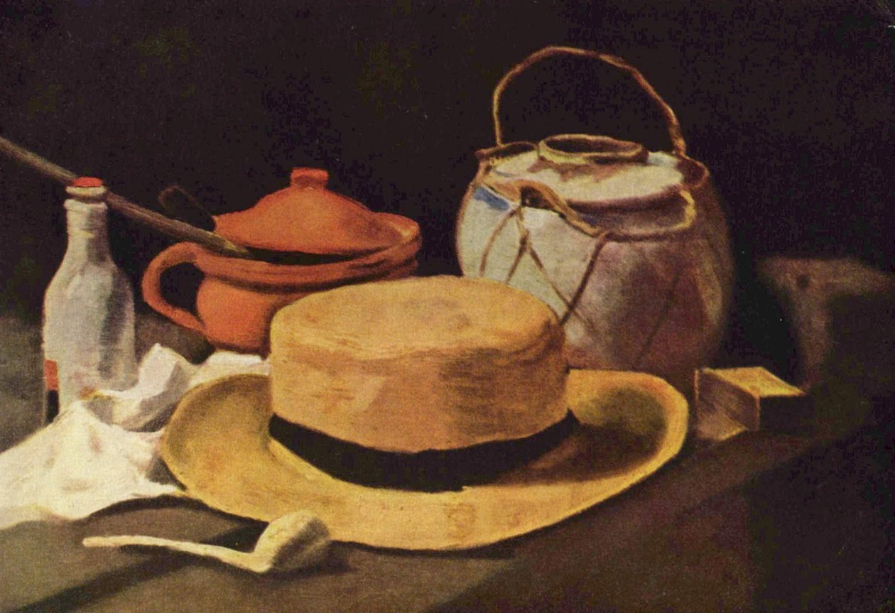 Ainda vida com chapéu de palha e apito de Vincent van Gogh