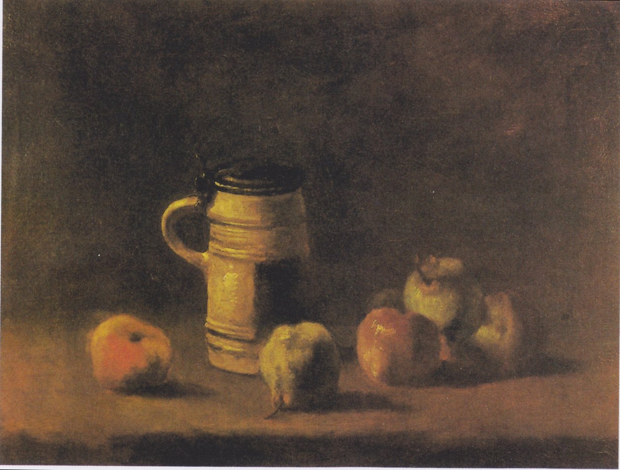 Ainda vida com caneca de cerveja e frutas de Vincent van Gogh