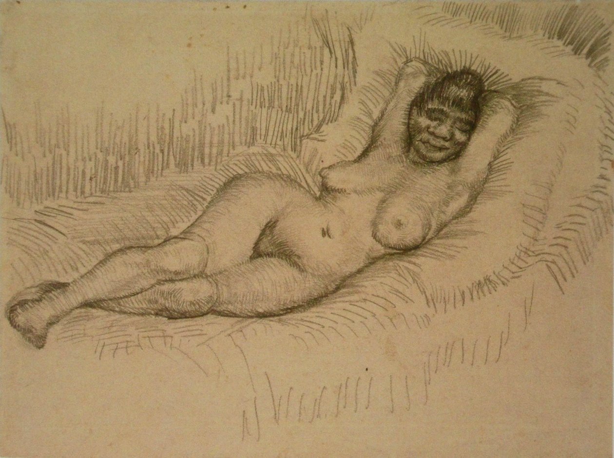 Estudo para Reclinação Feminino Nudez F 1404 JH 1213 de Vincent van Gogh