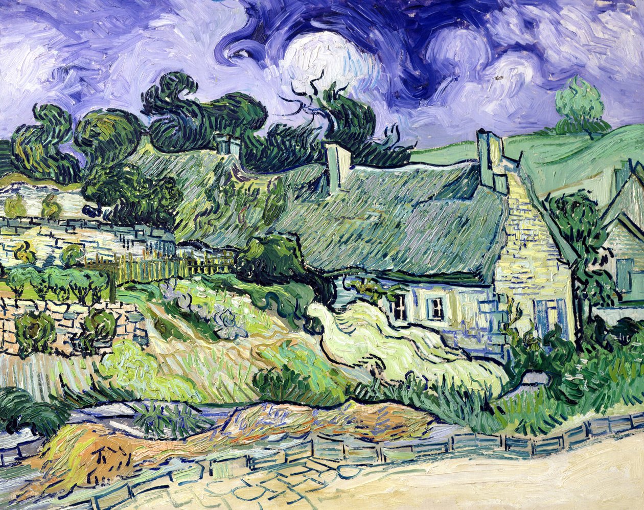 Casas de colmo em Cordeville, Auvers-sur-Oise, 1890 de Vincent van Gogh