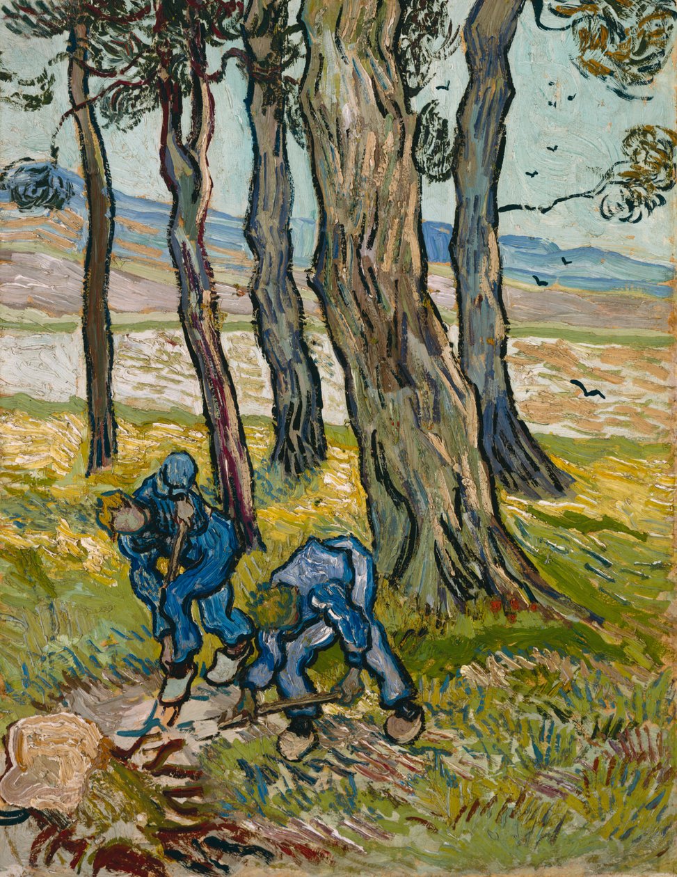 The Diggers, 1889 (óleo sobre papel forrado na tela) de Vincent van Gogh