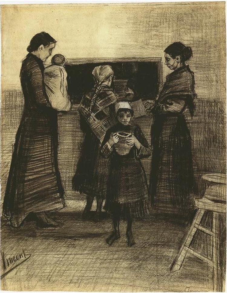 A distribuição de sopa em uma cozinha de sopa pública de Vincent van Gogh