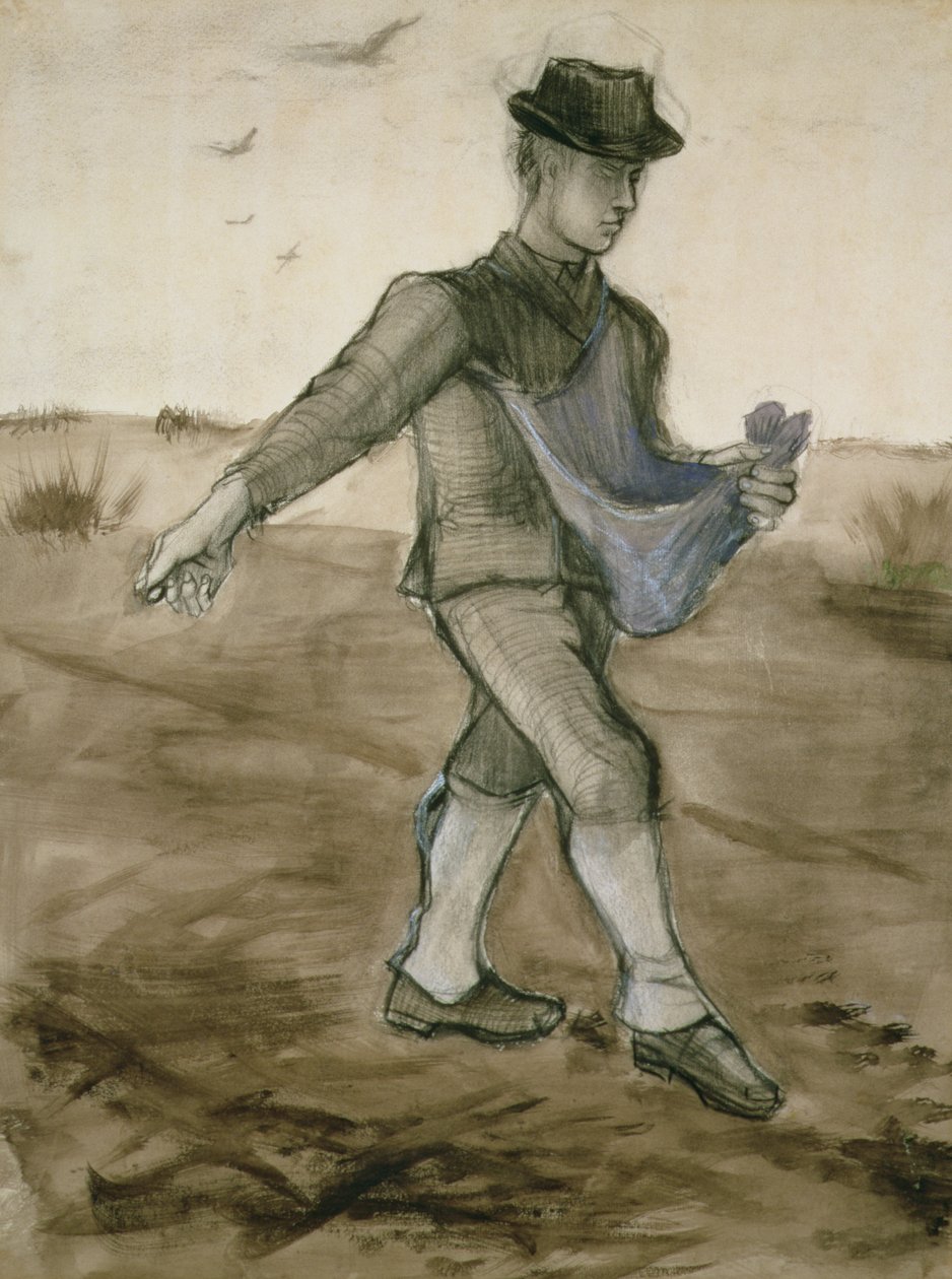 O Semeador, 1881 (lápis, caneta e tinta marrom) de Vincent van Gogh