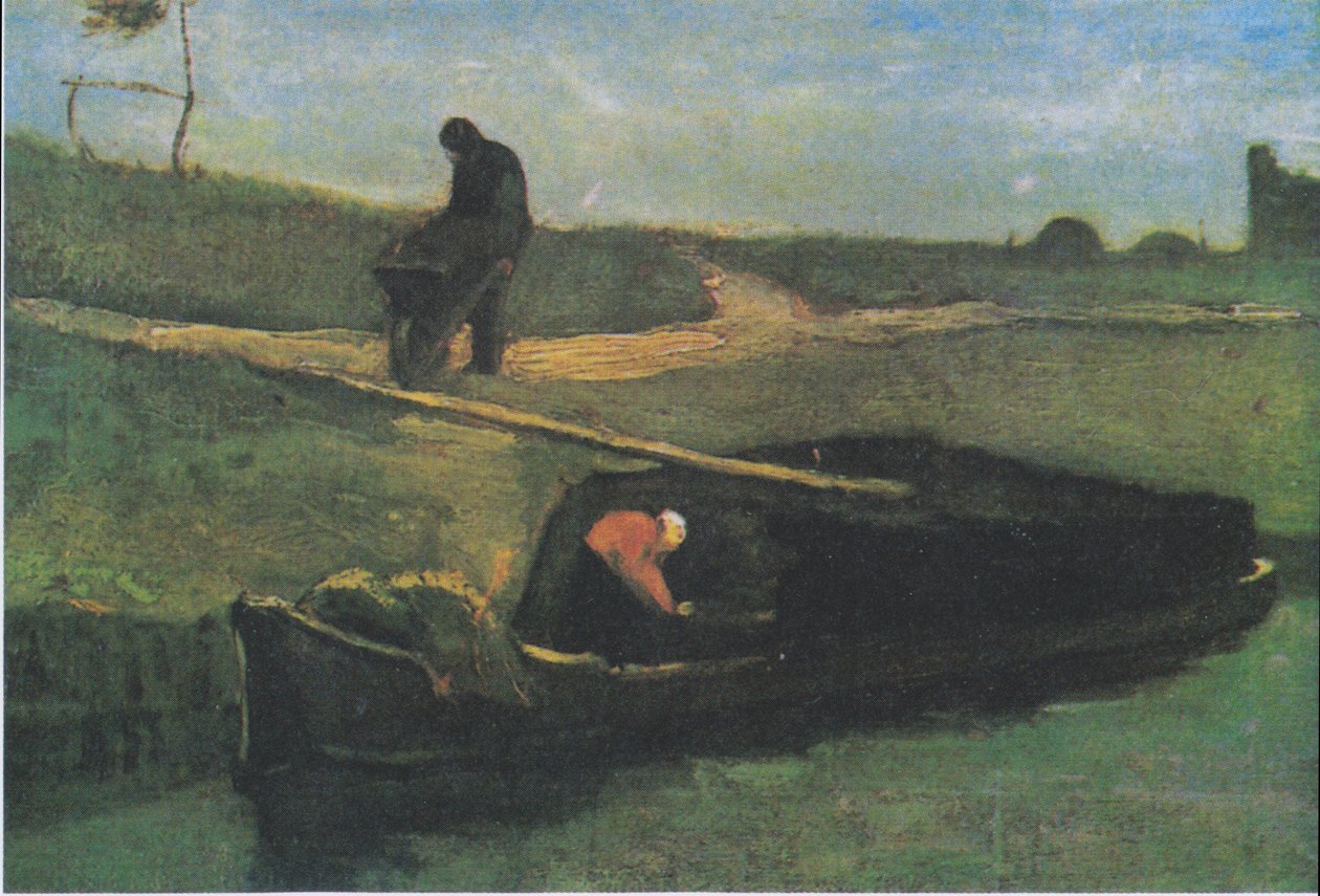 Barco de turfa com duas figuras de Vincent van Gogh