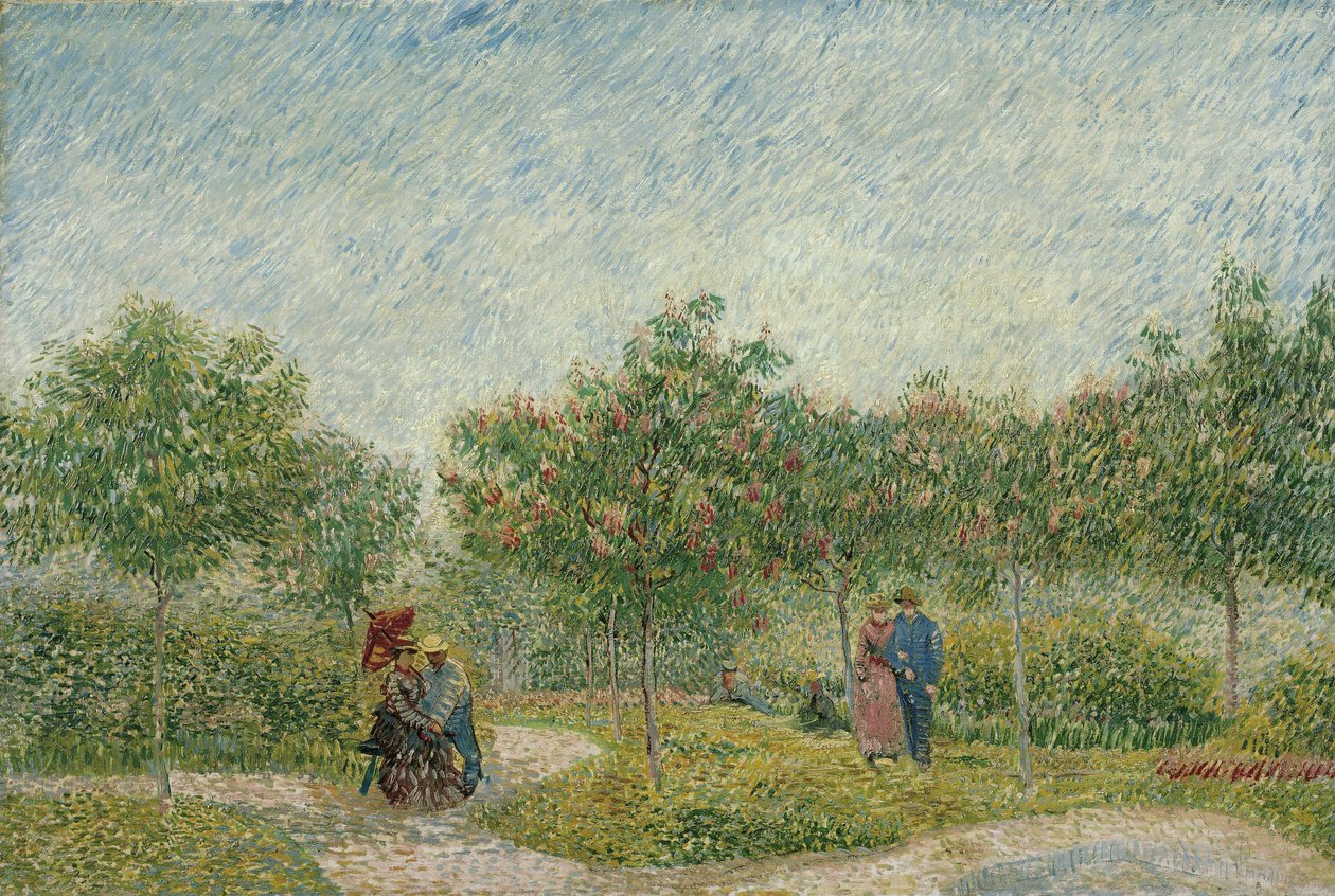 Jardim em Montmartre com amantes de Vincent van Gogh
