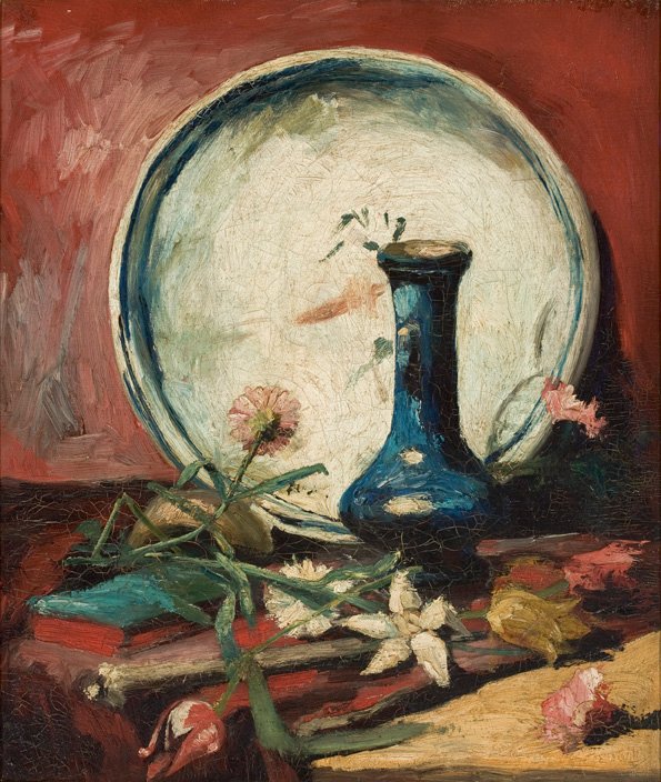 Vaso com ásteres chineses e gladíolos de Vincent van Gogh