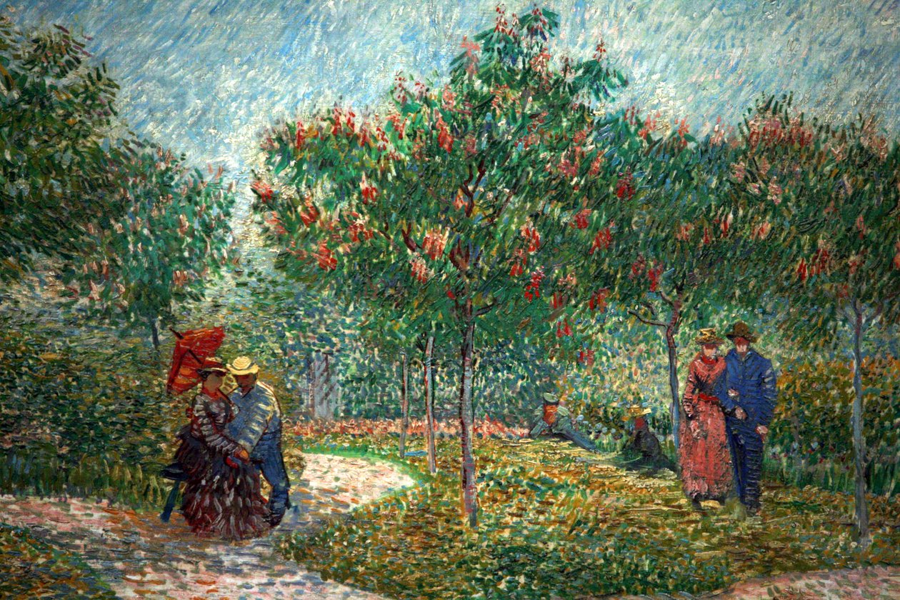 Casais apaixonados no parque Voyer d&39;Argenson em Asnières (detalhe) de Vincent van Gogh