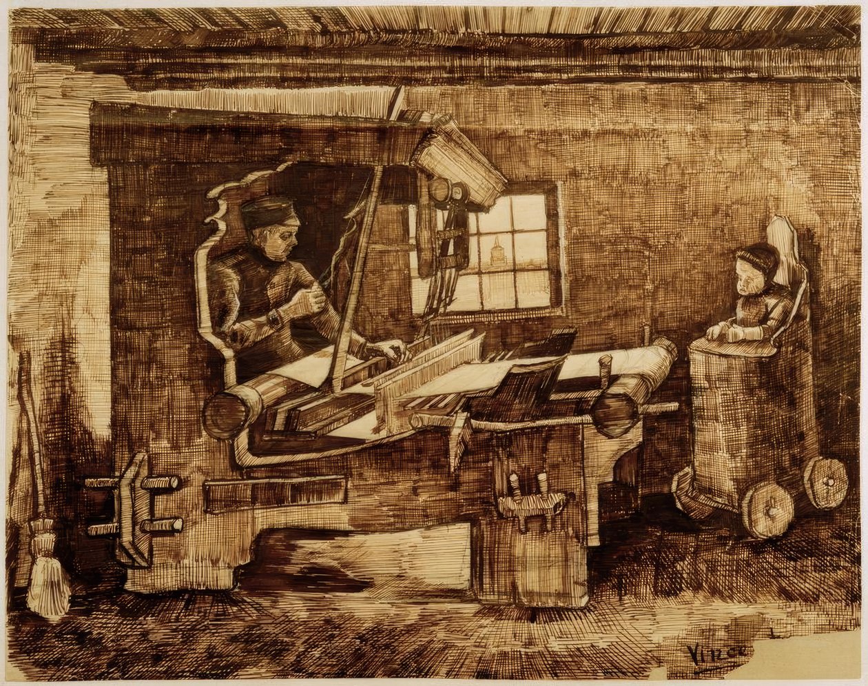 Weber com uma criança em uma cadeira alta de Vincent van Gogh