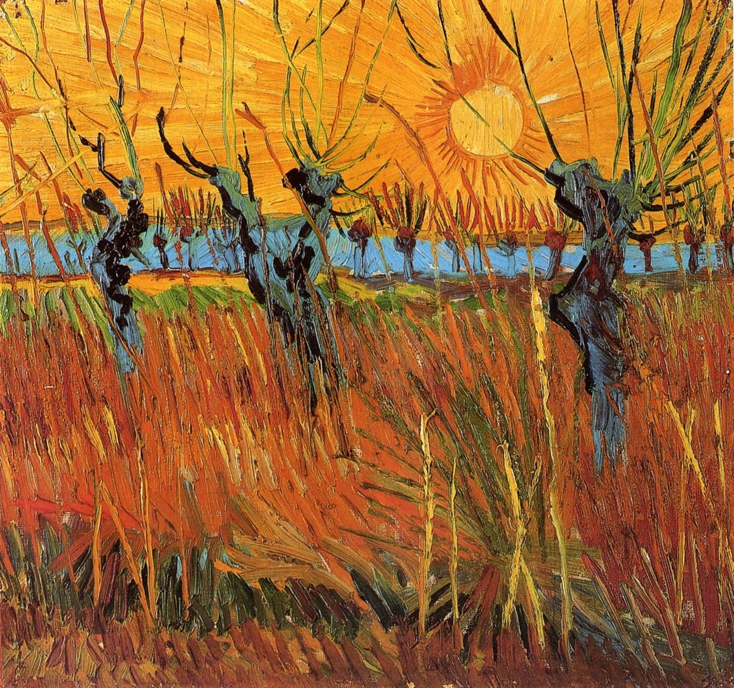 Salgueiros ao pôr do sol de Vincent van Gogh