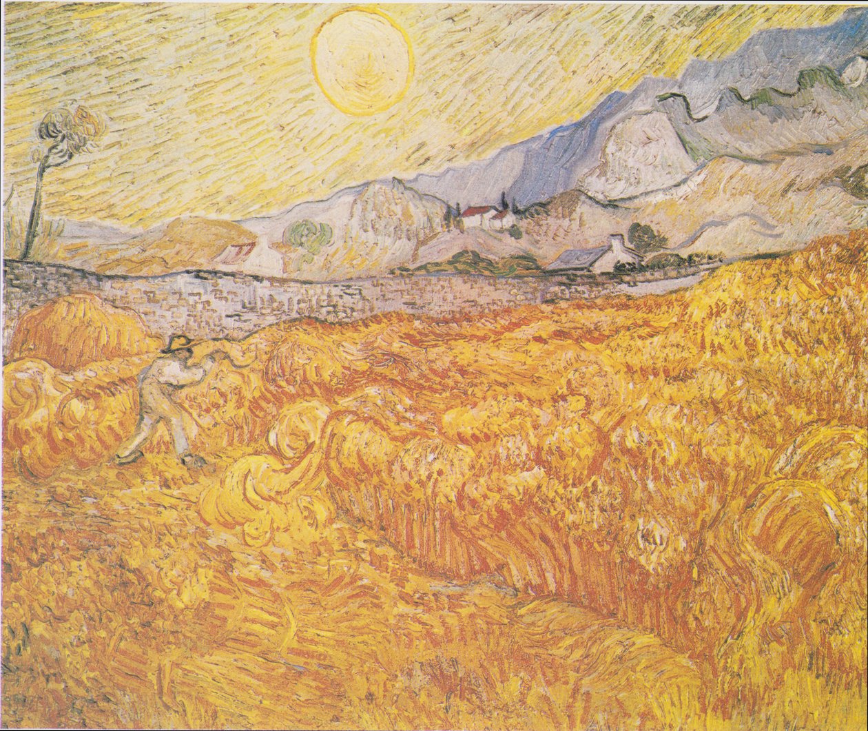 Campo de trigo atrás do Hospital Saint-Paul (a colheita) de Vincent van Gogh