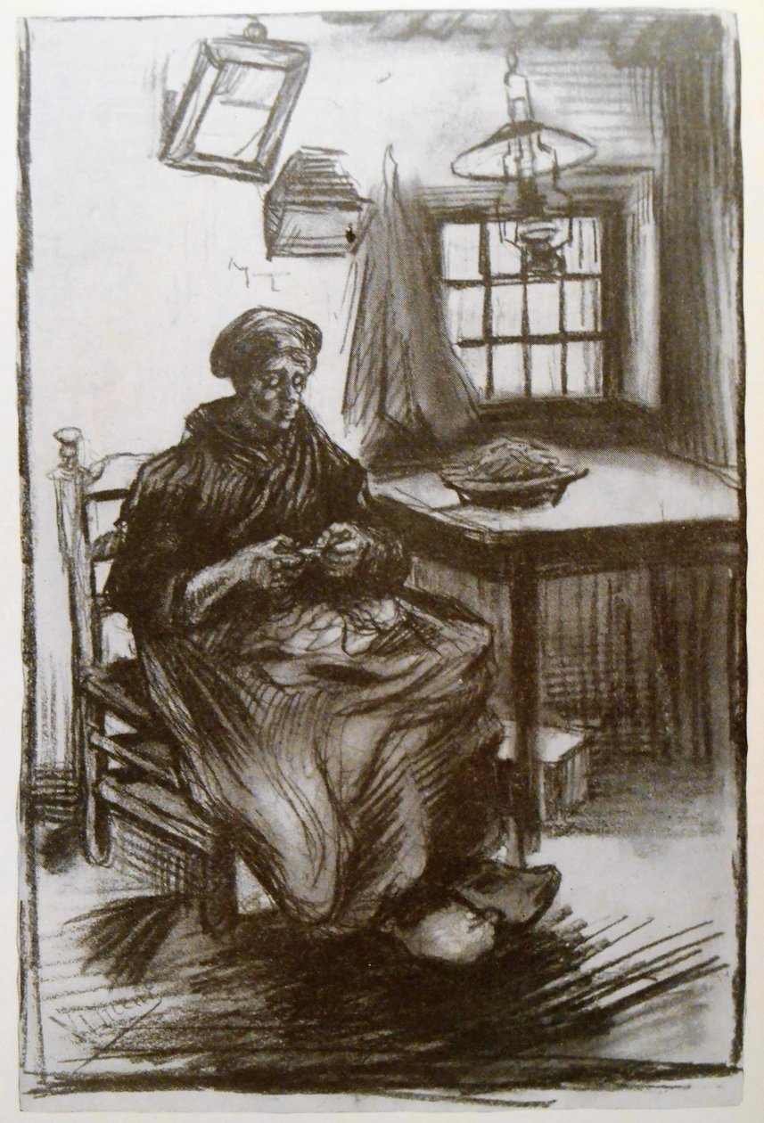 Mulher, descascar, ervilhas de Vincent van Gogh