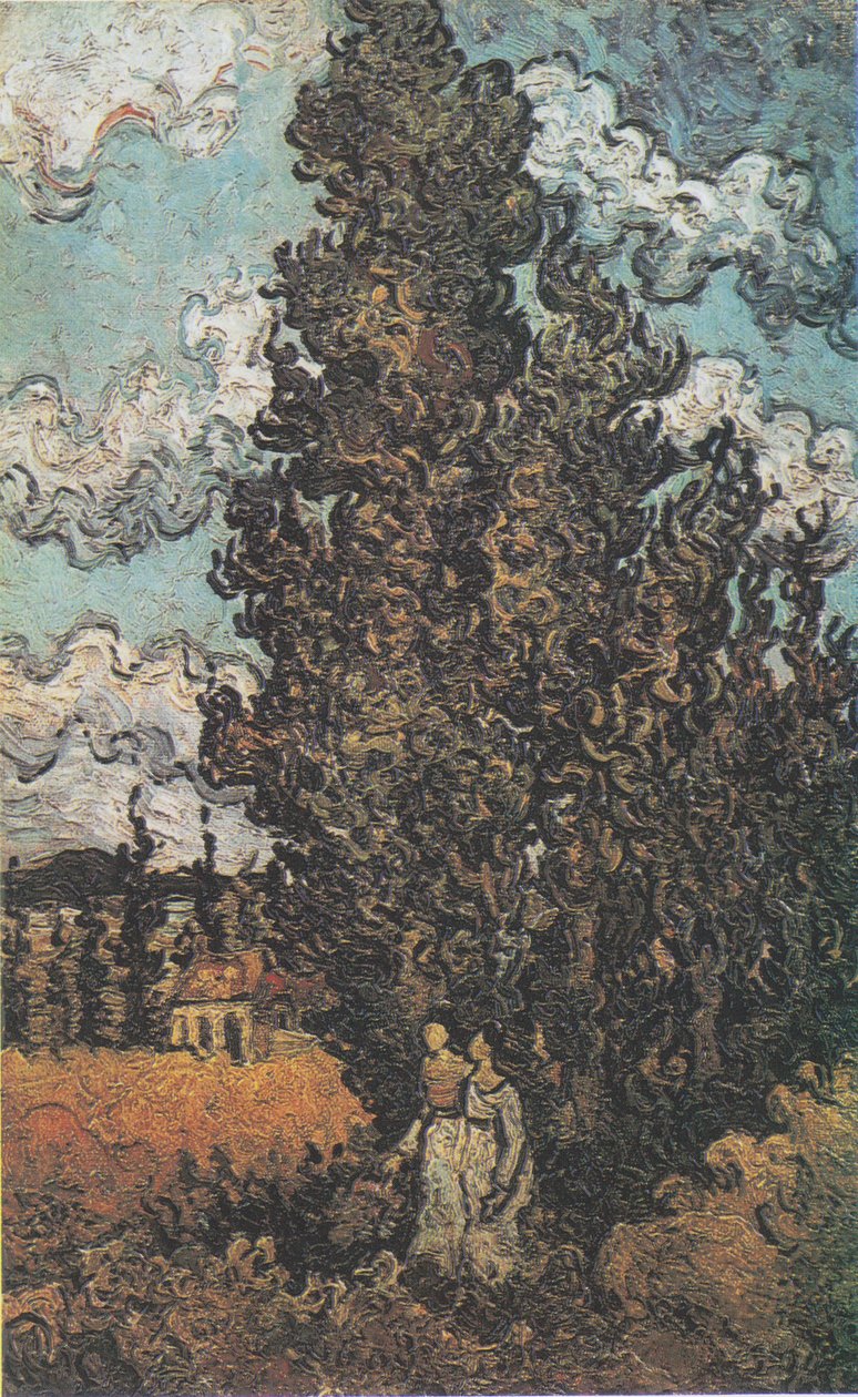 Ciprestes e duas mulheres de Vincent van Gogh